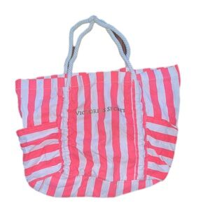 Victoria's Secret Orange and White Tote Bag
